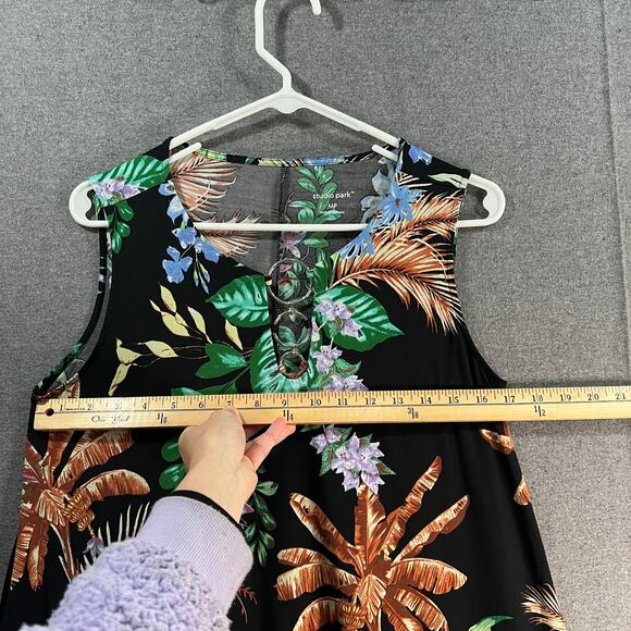 Studio Park x Jare Treacy Petite Tropical Hardware Dress Black Tropical Size PM - Picture 6 of 10